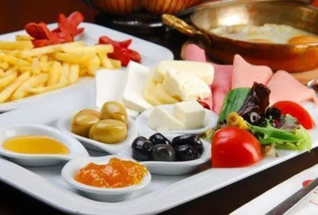 Breakfast plate with unlimited tea
