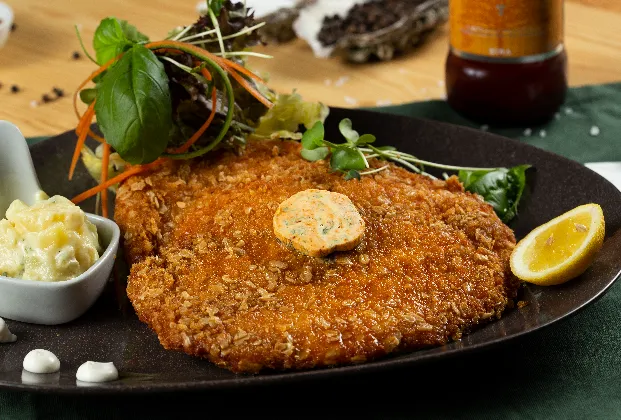 Chicken schnitzel with mustard potato salad