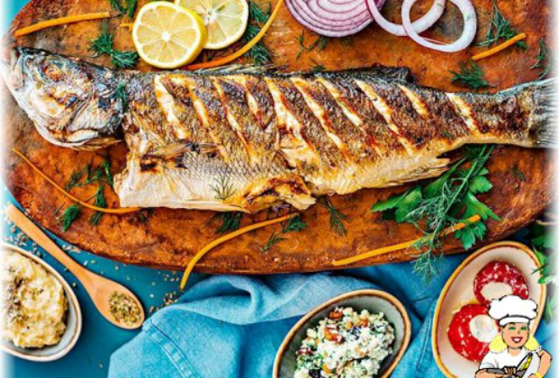 Grilled sea bass