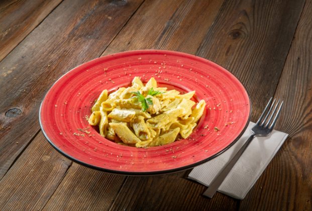Chicken pasta with curry sauce