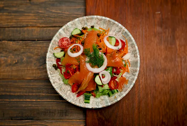 Marinated salmon salad