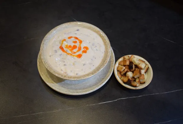 Cream of Mushroom Soup with Croutons