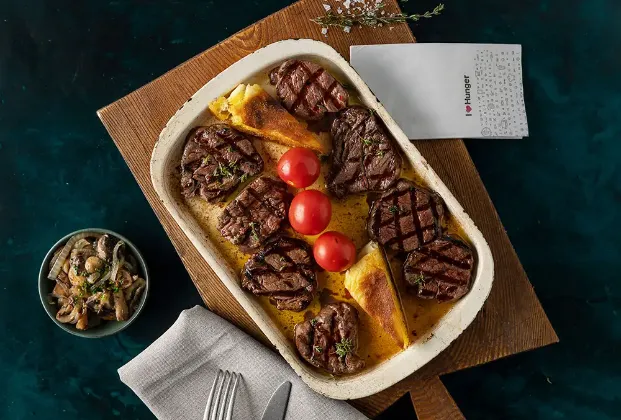Butter-basted tenderloin slices