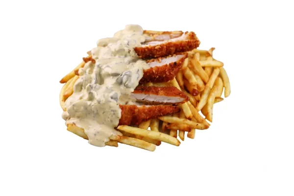 Chicken schnitzel with mushroom sauce